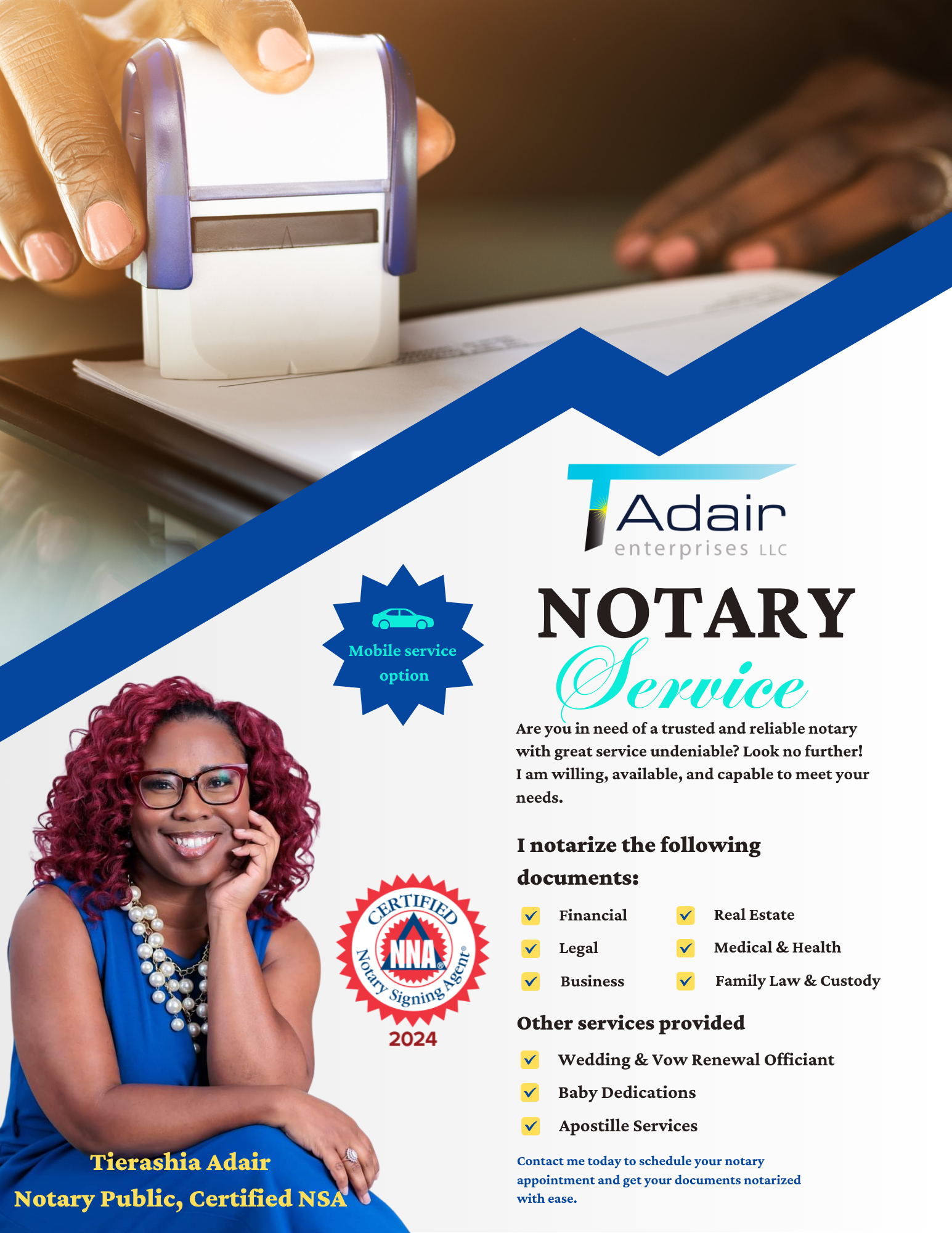 Notarizing a wide range of documents to help meet your notarial needs
