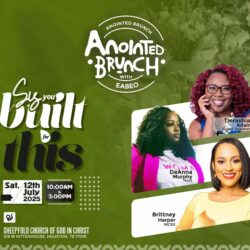 Speaker flyer of Tierashia Adair and other program guests for the 2025 Anointed Brunch.